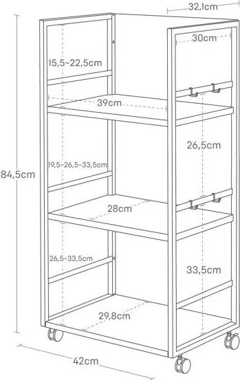 Czarny metalowy regał na kółkach 42x84,5x32 cm Tower – YAMAZAKI