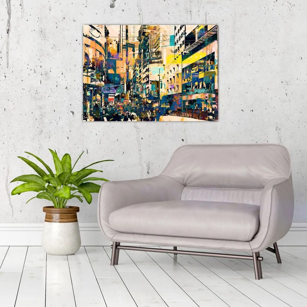 Obraz na szkle malowanej abstrakcji (70x50 cm)