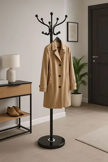 Wieszak czarny stojący na ubrania A0-G63