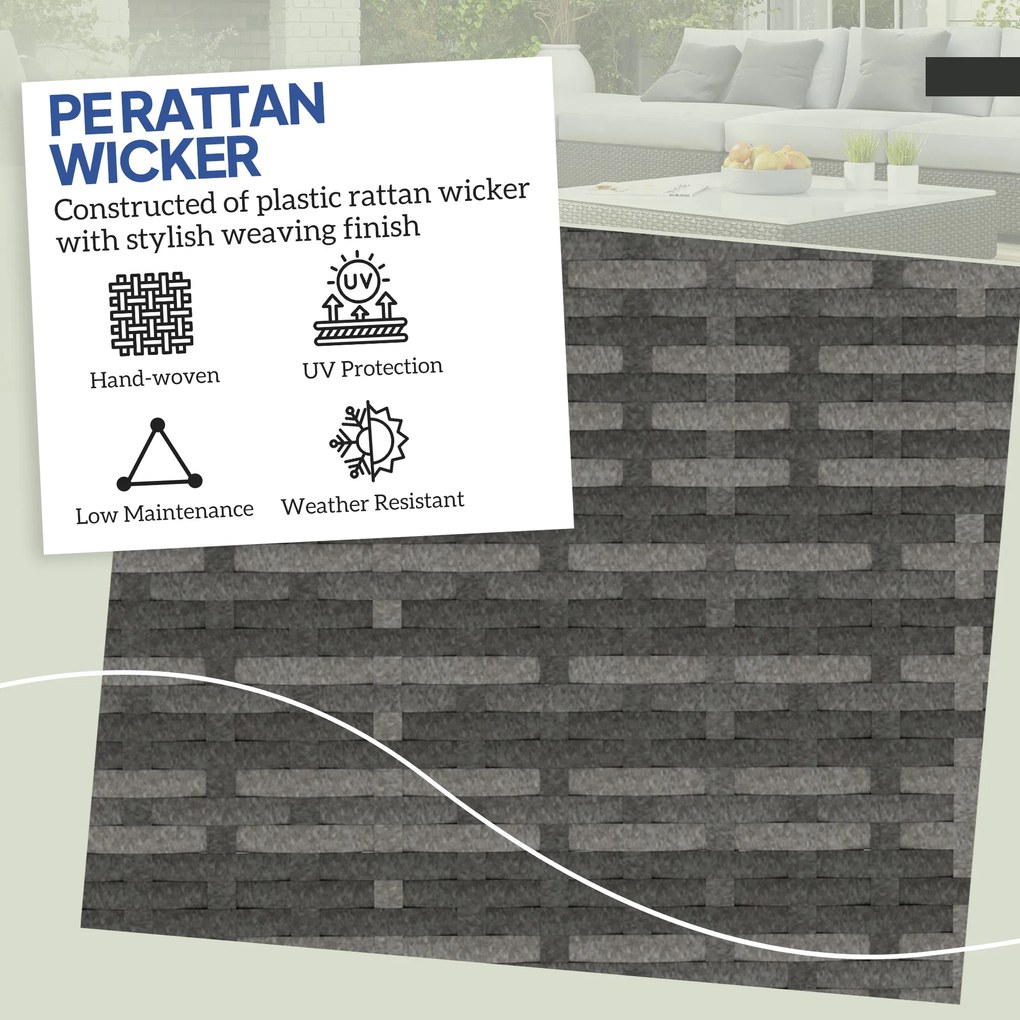 Outsunny Zestaw 2 Stołków Rattanowych z Poduszką, Ukryte Miejsce do Przechowywania, Do 120 kg, 40x40x41 cm, Ciemnoszary