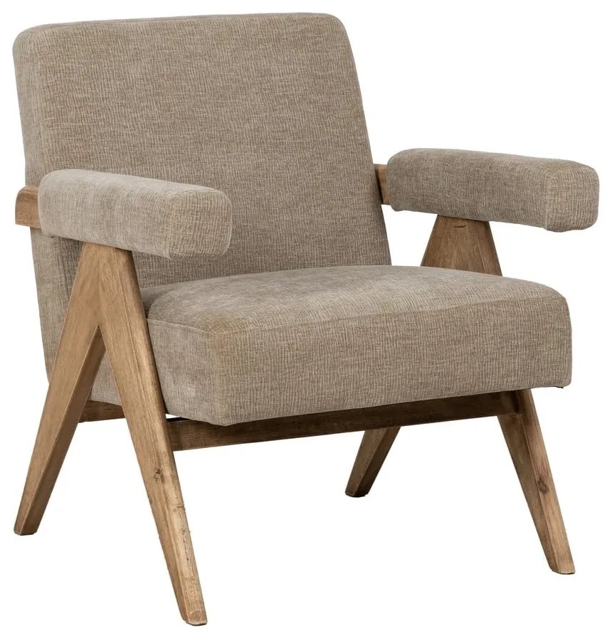 Beżowy fotel z tkaniny szenilowej Rest – Ixia