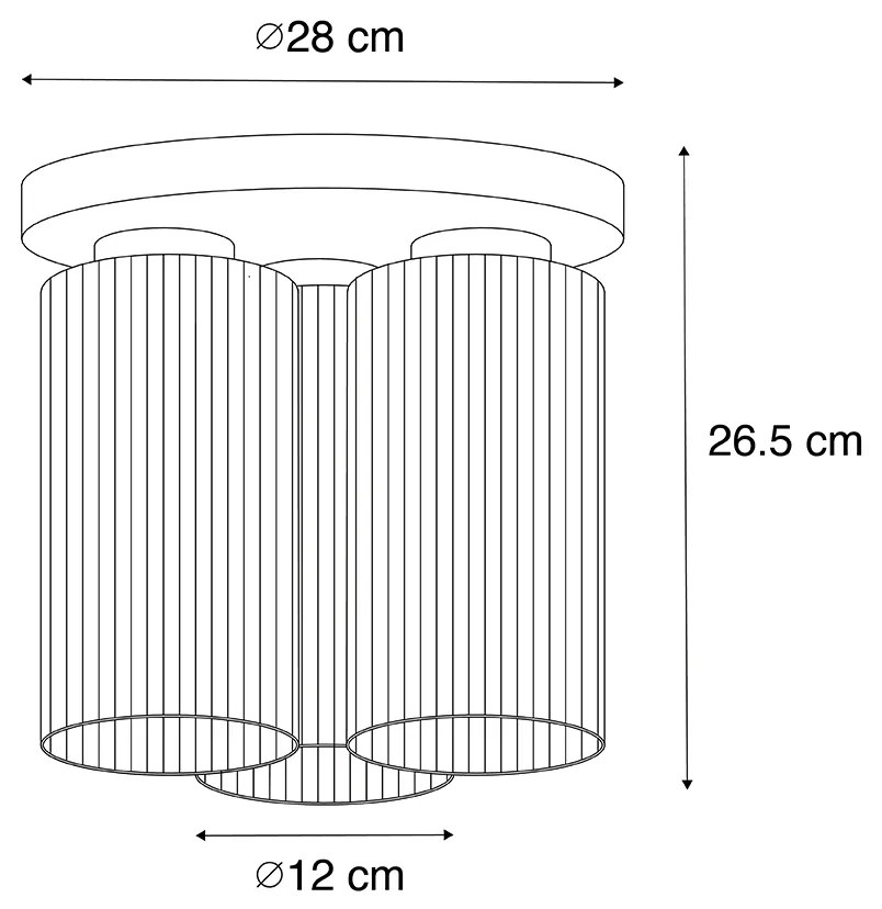 Lampa sufitowa Art Deco złota ze szkłem 3-punktowa - Laura