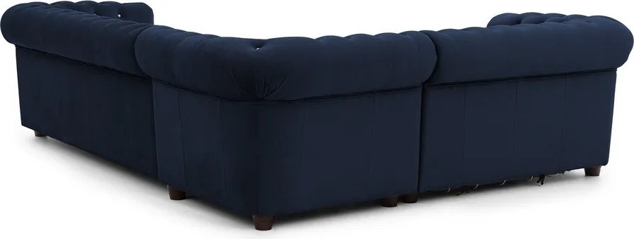 Niebieski aksamitny rozkładany narożnik (lewostronny/w kształcie litery L) York Blik – Ropez