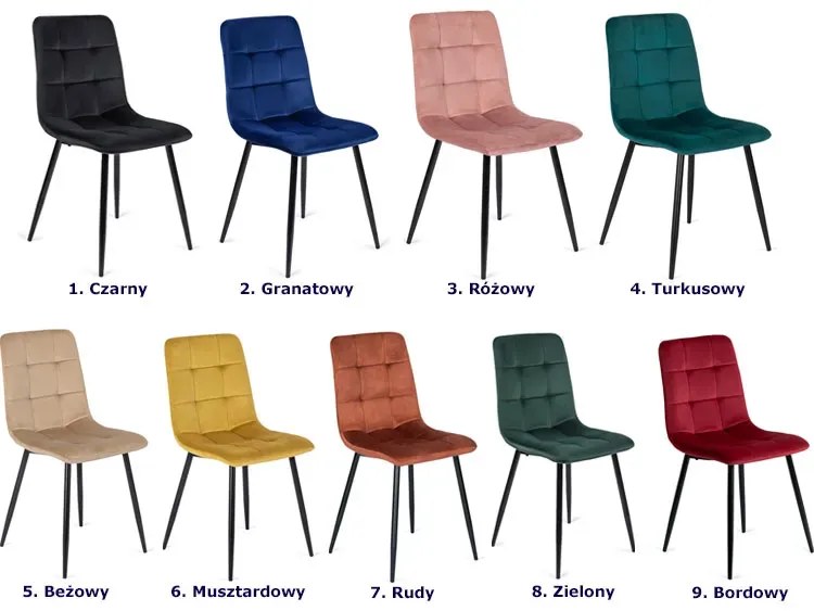 Turkusowe welurowe nowoczesne krzesło G7-Z11