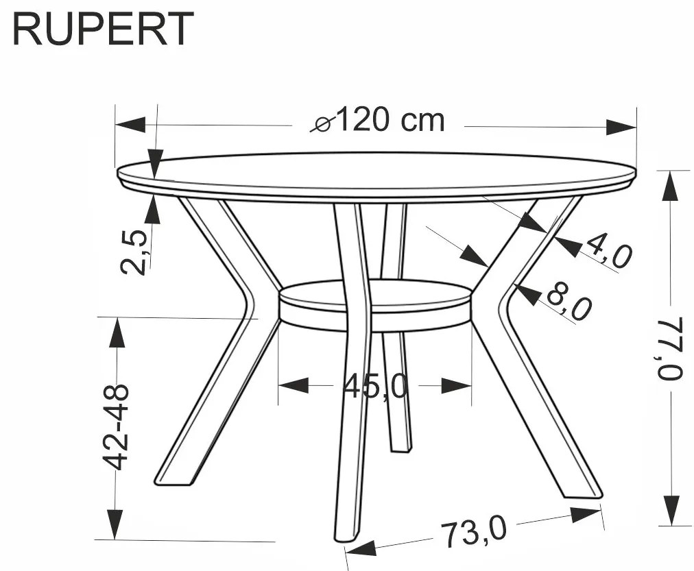 Stół okrągły RUPERT Ø120 cm – orzechowy / drewno lite kauczukowe 4-osobowy