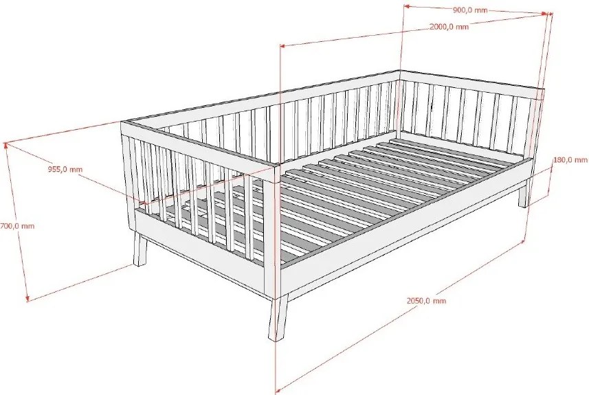 Brązowe łóżko dziecięce z litego drewna sosnowego ze stelażem 90x200 cm Sezane – Vipack