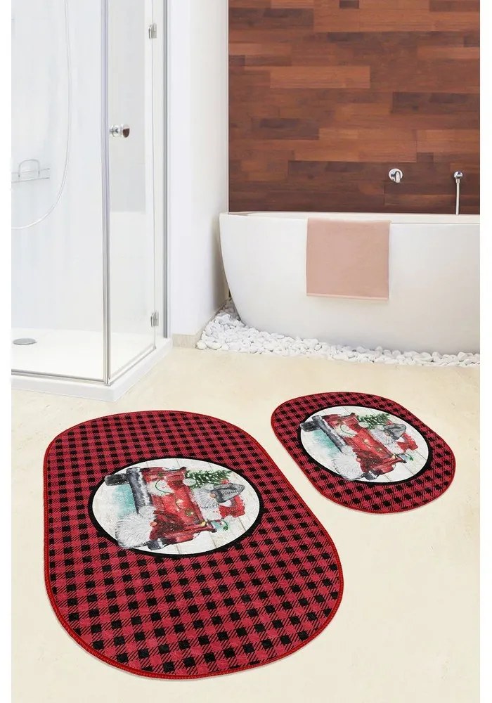 Czerwono-czarne dywaniki łazienkowe zestaw 2 szt. 60x100 cm Full Ride – Mila Home