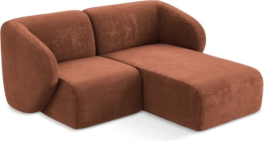 Narożnik z tkaniny szenilowej (prawostronny/z szezlongiem) w kolorze terakoty Lani – Makamii
