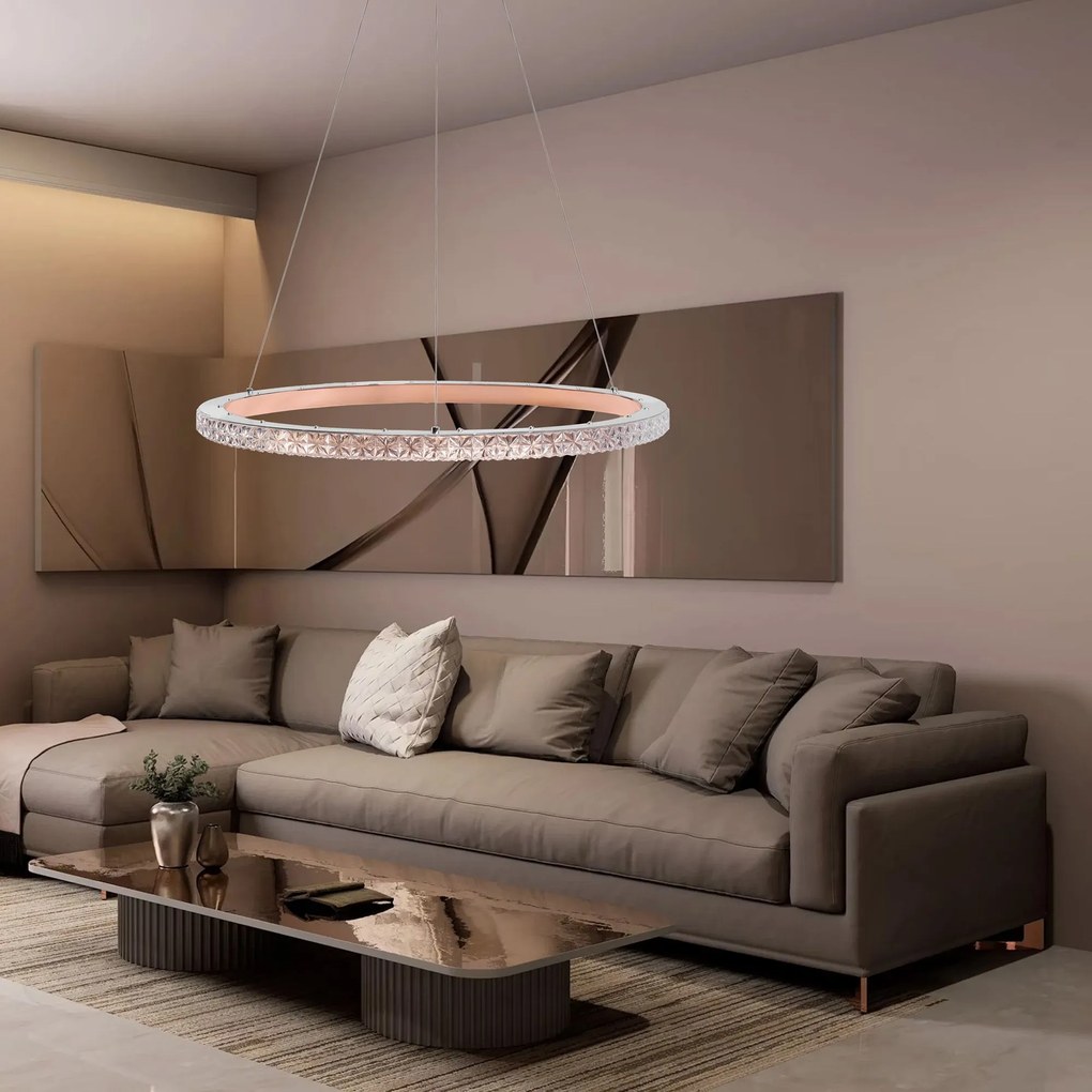 LAMPA WISZĄCA LED MS009-CP Różowe Złoto 59cm