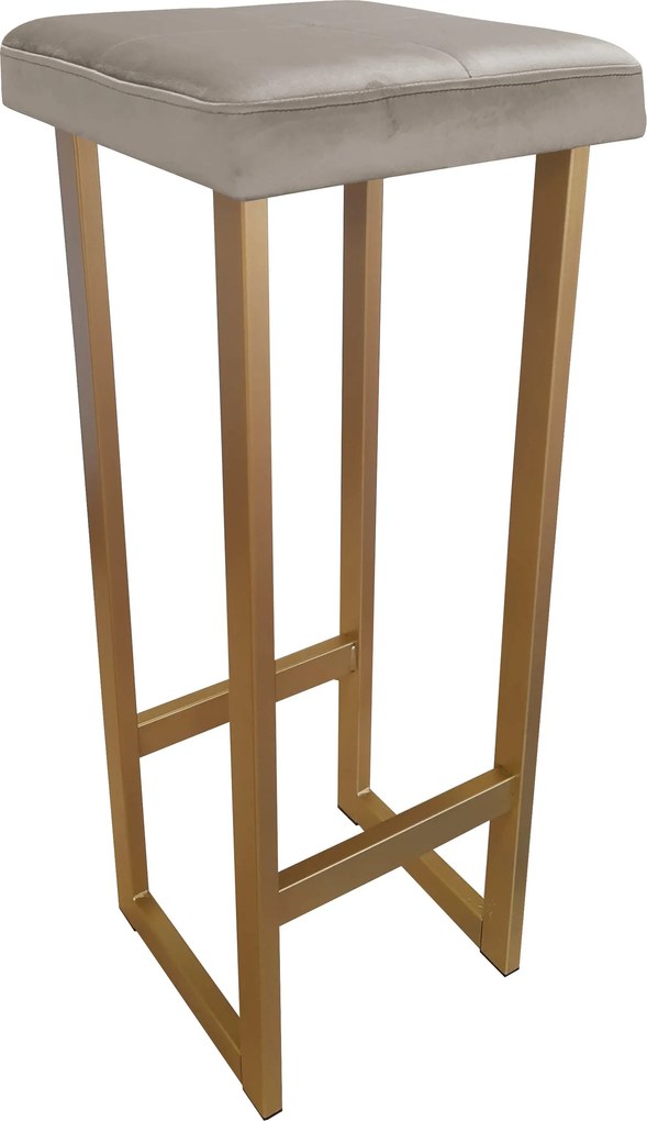 Hoker ALEX krzesło barowe tkanina Welur podstawa metalowa : Kolor Stelaża - Złoty, Kolor tkaniny - VELVET - MG09, Wysokość - 90 cm