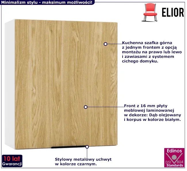 Górna szafka kuchenna 60 cm dąb olejowany - Bixor 30X