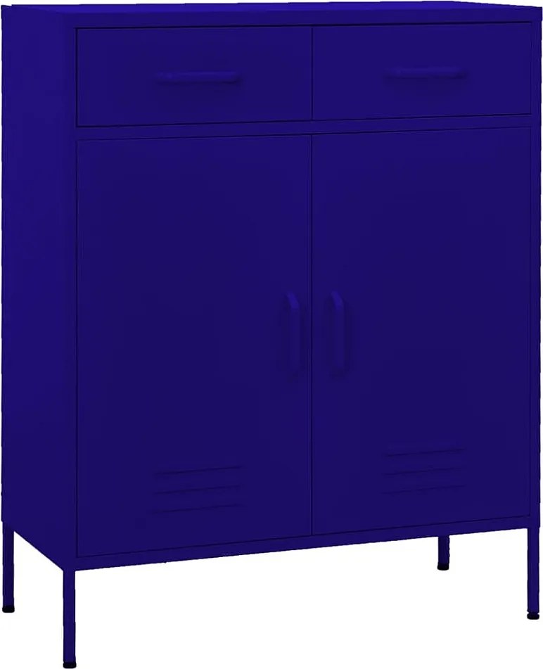 Szafa magazynowa ze stali granatowa 80x35x101,5 cm z 2 szufladami na łożyskach kulkowych i regulowaną półką