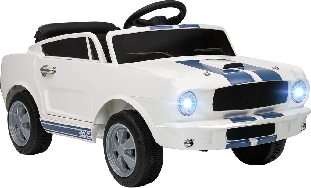 AIYAPLAY Elektryczne auto dla dzieci 12V z pilotem 2,4 GHz, 2 silniki, klakson, LED, muzyka, Biały