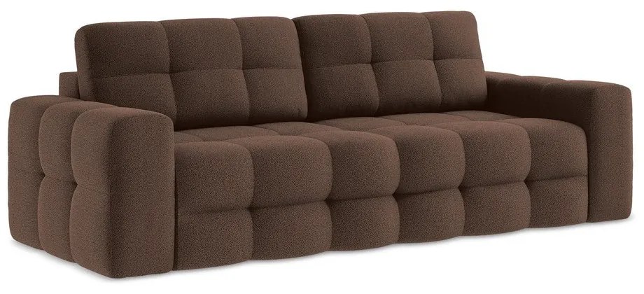 Brązowa rozkładana sofa z materiału bouclé 255 cm Milu – Makamii