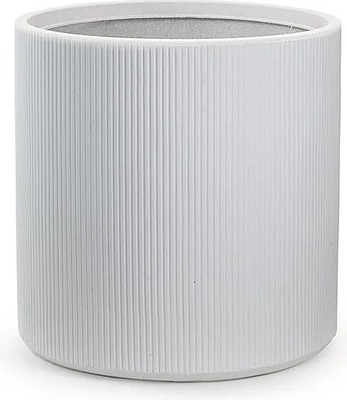 Okrągły, cylindryczny wazon z żywicy do roślin doniczkowych i ogrodowych, 36x35 cm, wzór Modigliani White