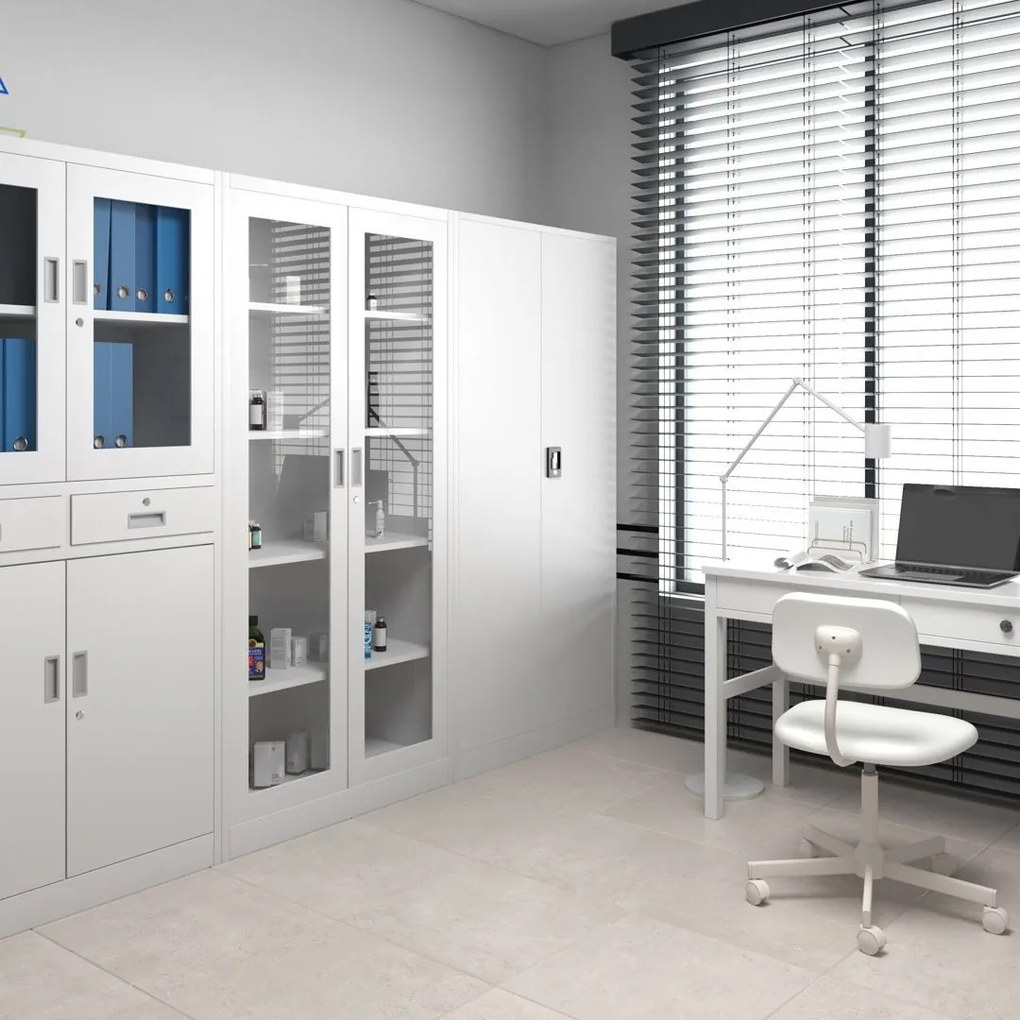 Szafa biurowa na akta szeroka Jan II 115x40x185 cm biała