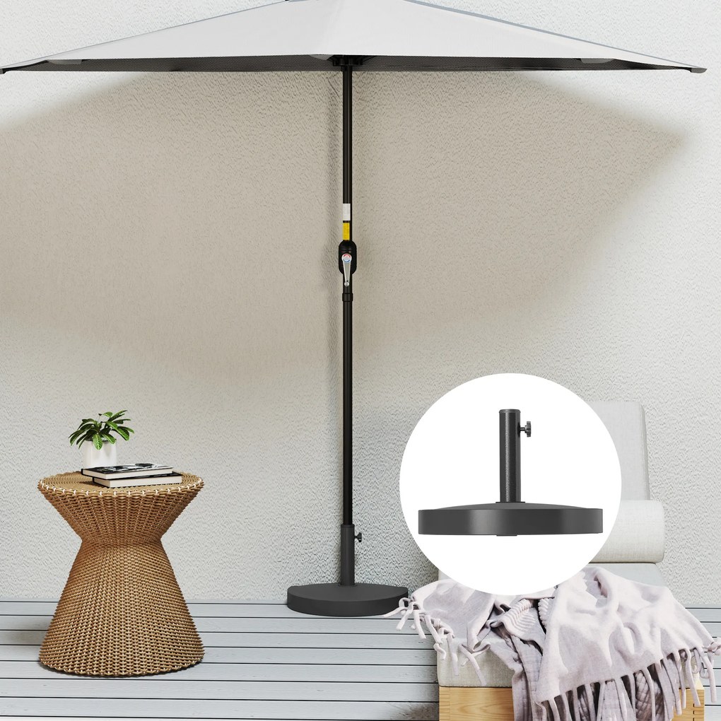 Podstawa do parasola Outsunny z betonu, półokrągła, uchwyt na parasol, ciężarek dla parasola 34/38/48mm