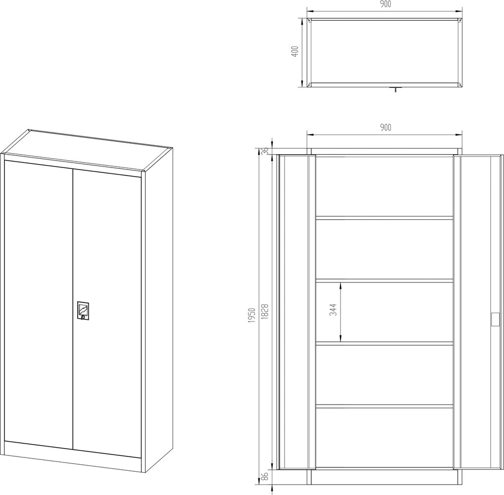 Szafa biurowa Eco Design Jan H 90x40x195 cm antracyt/orzech