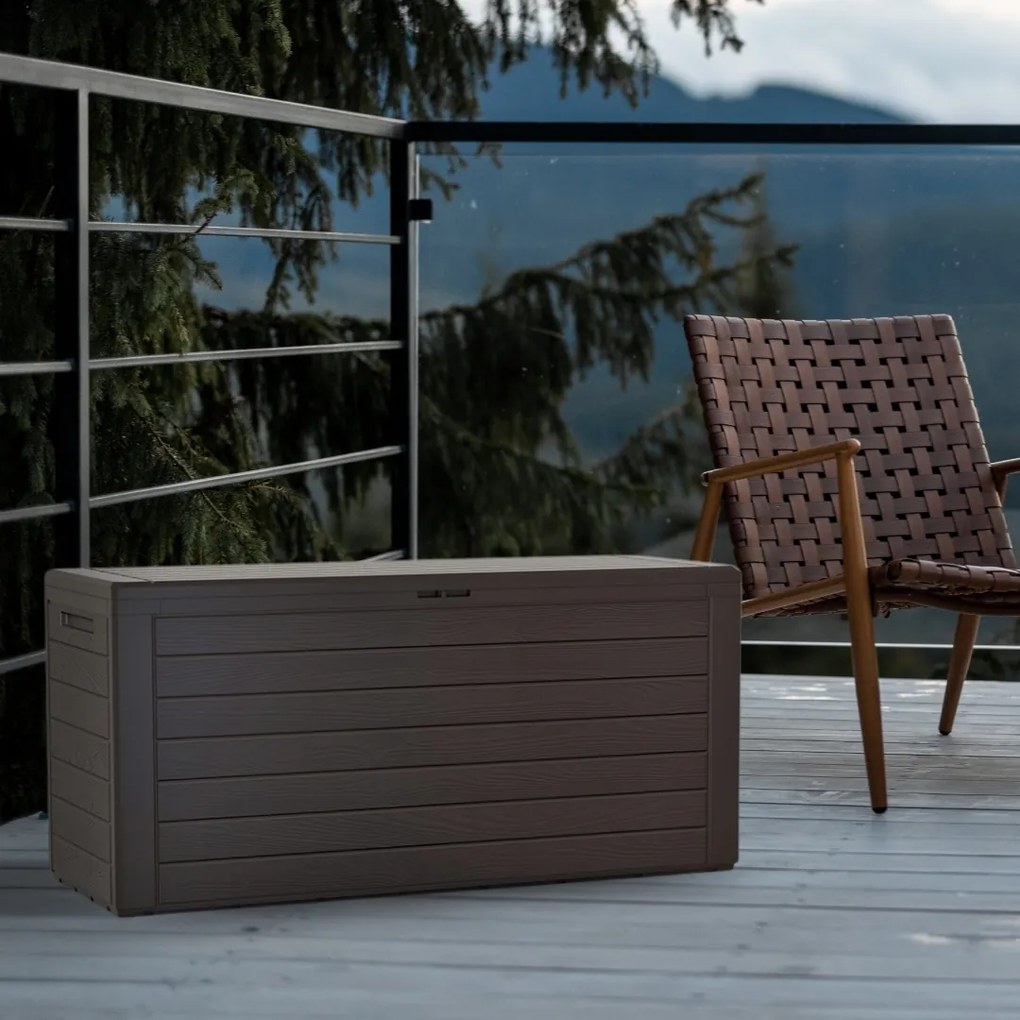 Pojemnik do przechowywania WOODEBOX, 280L, 120x46x57cm, ciemny brąz Prosperplast