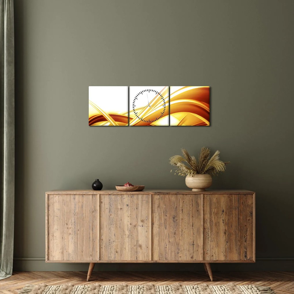 Obraz - Żółta abstrakcja (z zegarem) (90x30 cm)