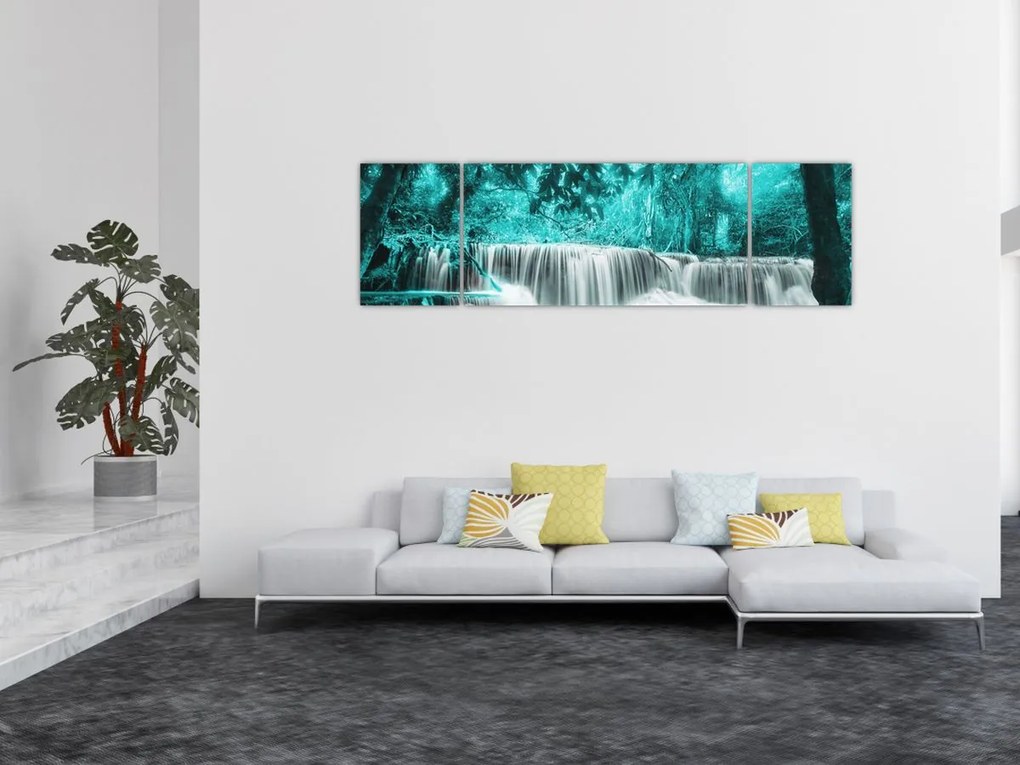 Obraz - Niebieski wodospad (170x50 cm)