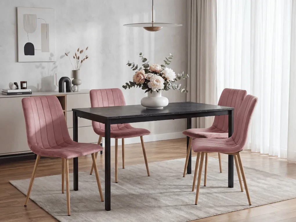 Różowe krzesło do kuchni LAVA aksamitne