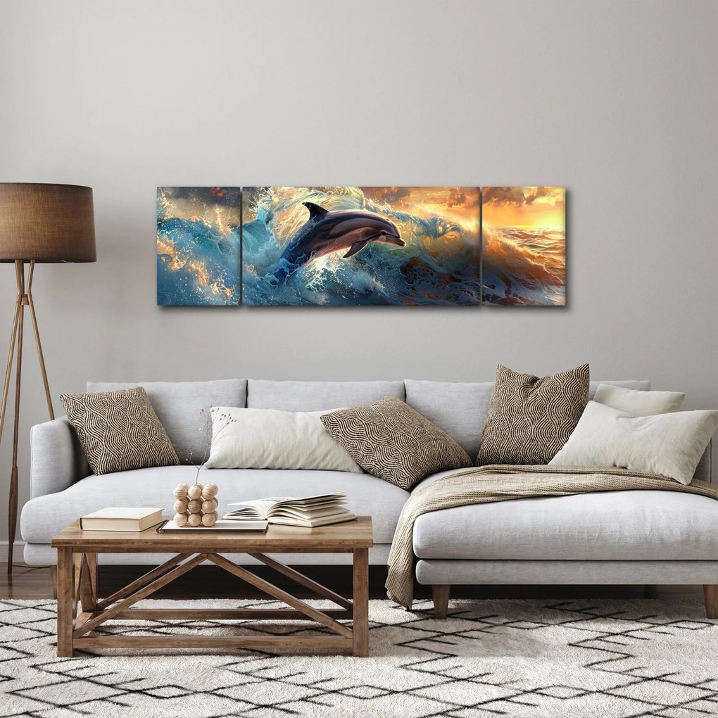 Obraz - Delfin, ilustracje (170x50 cm)