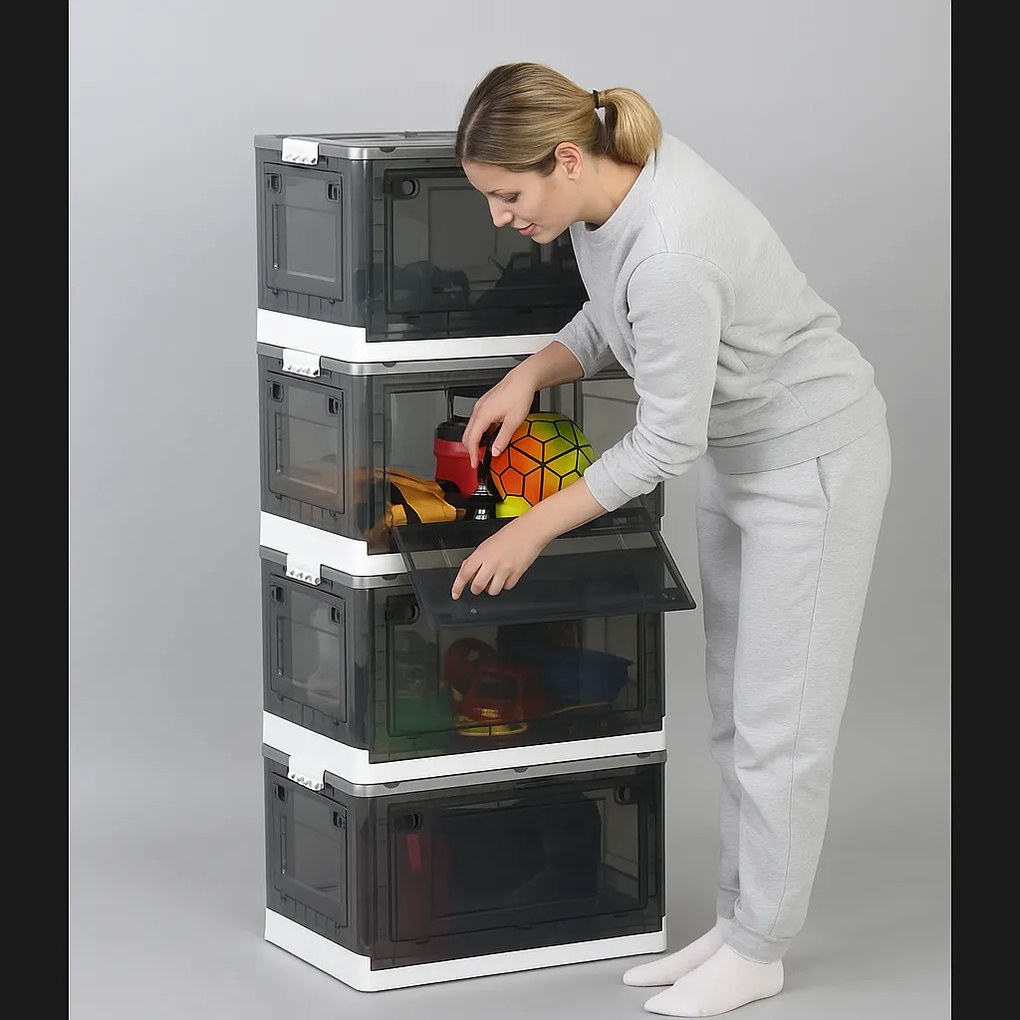 Duży składany regałowy pojemnik XL 68 l, 620×415×330 mm