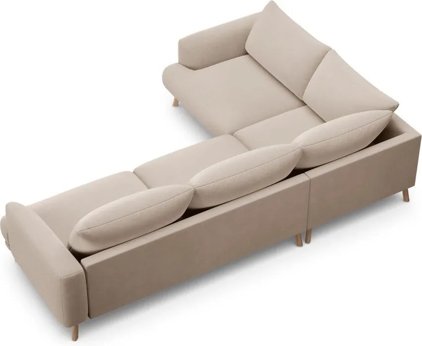 Beżowy aksamitny narożnik (lewostronny/w kształcie litery L) Naomi – Micadoni