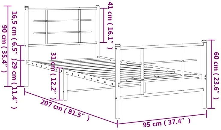 Białe metalowe łóżko loftowe 90x200 cm C6-E43