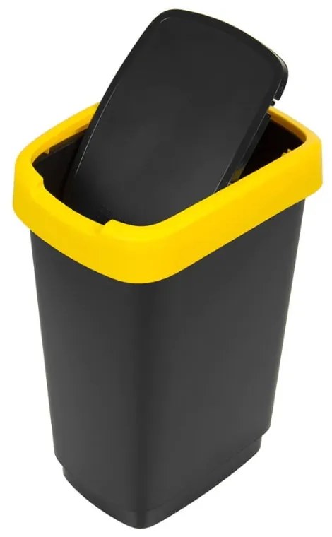 Czarne kosze na śmieci zestaw 3 szt. do segregacji odpadów z plastiku z recyklingu 25 l Twist – Rotho