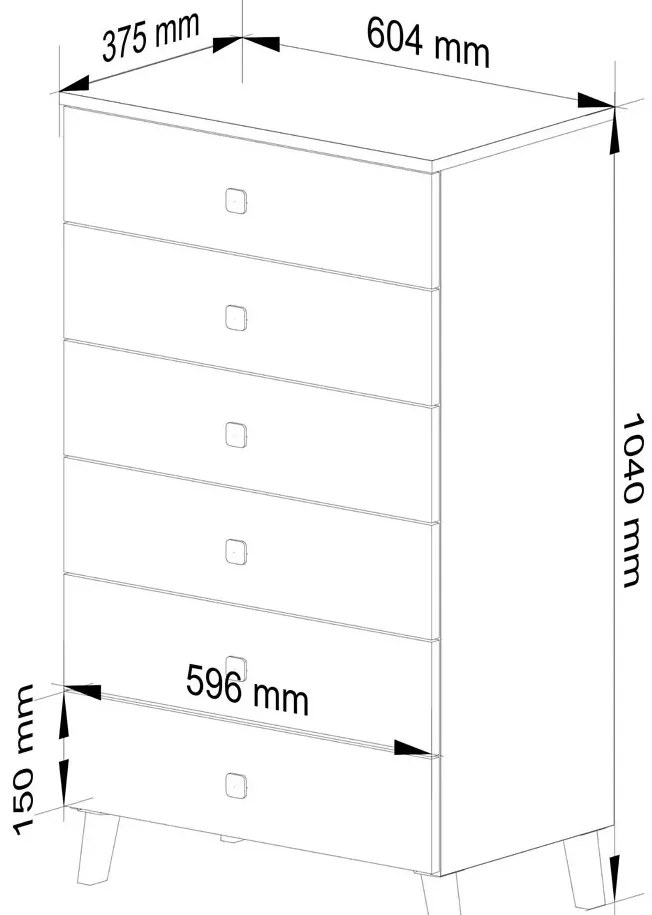 Biała komoda z szufladami na nóżkach B1-G27
