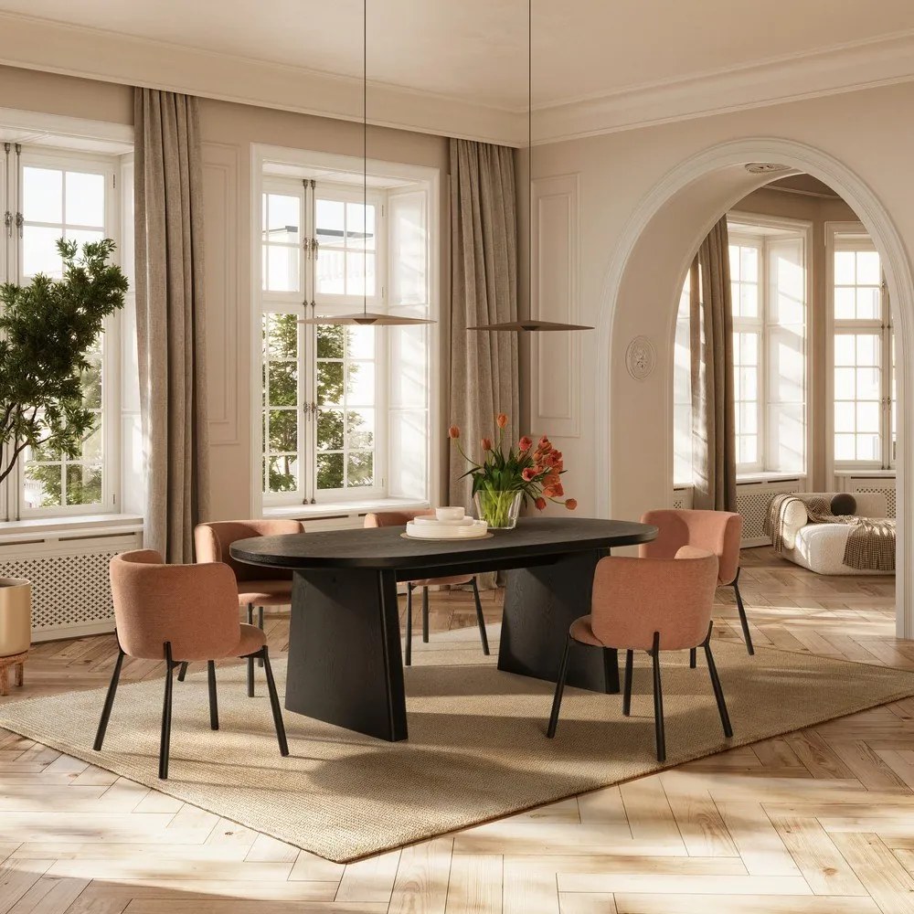 Brzoskwiniowe tapicerowane fotele jadalniane zestaw 2 szt. Ginny – MOME