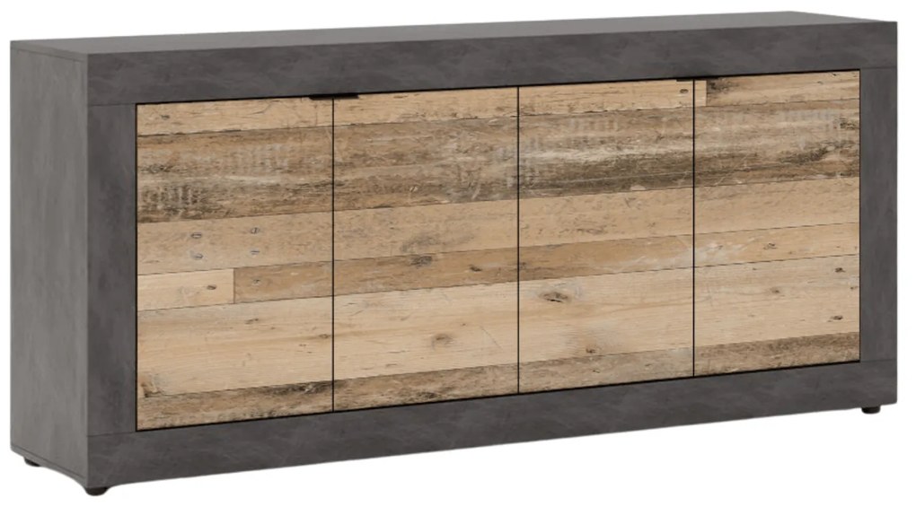 Komoda Czterodrzwiowa BLAGO 180 cm Surowy Dąb/Czarny Loft