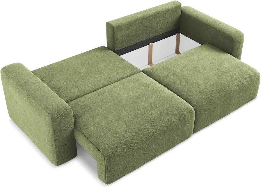 Zielona rozkładana/ze schowkiem sofa z tkaniny szenilowej 252 cm Kona – Makamii
