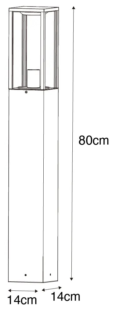 Lampa stojąca zewnętrzna czarna z żebrowanym szkłem 80 cm IP44 - Charlois