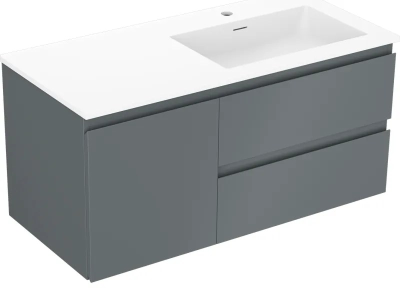 Mexen Orio szafka łazienkowa 100 cm z umywalką Otis prawą, 2S, 1D, grafit mat/biała mat - 91A13-10047-3-BBFFF66-W18P01