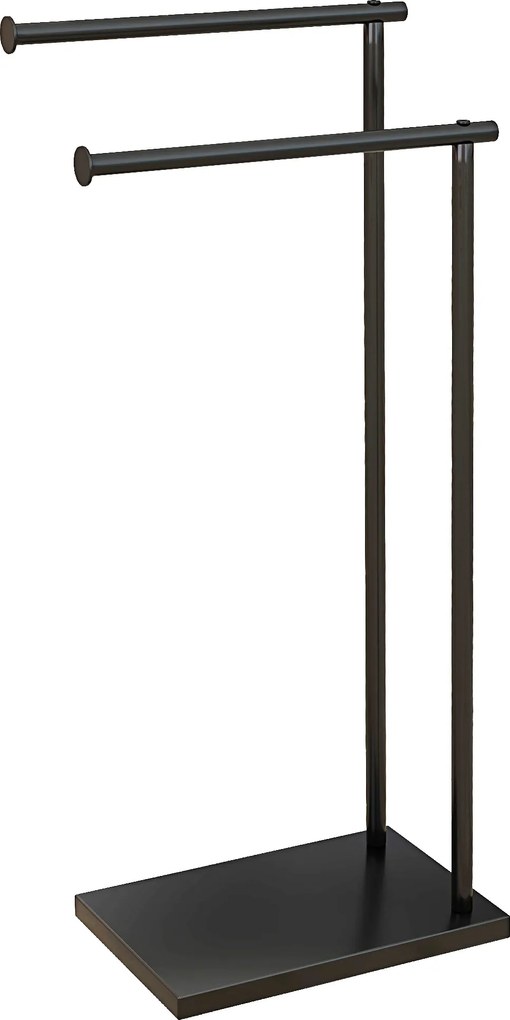 HOMCOM Wolnostojący wieszak na ręczniki z 2 drążkami, czarny, 35,5x20x78 cm | Aosom PL