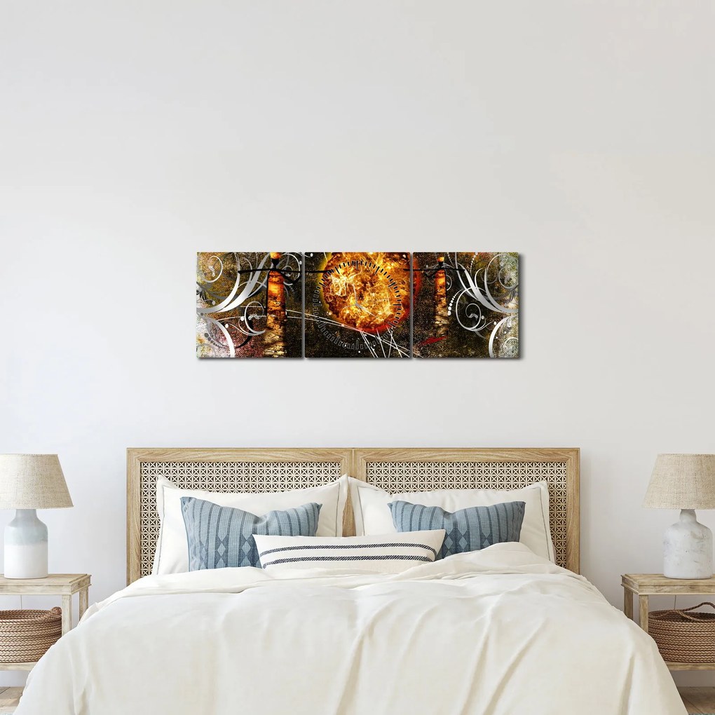 Obraz malarstwa z epoki starożytnej (z zegarem) (90x30 cm)
