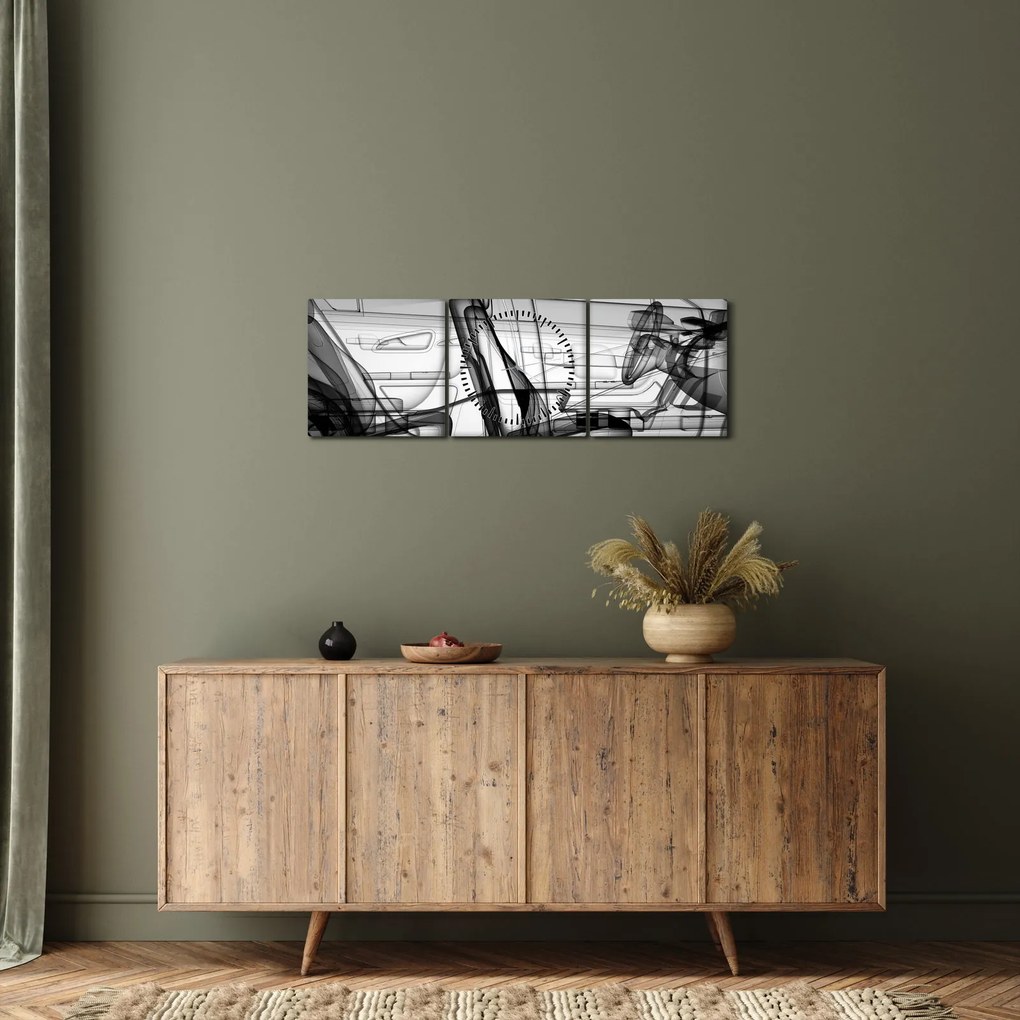 Obraz - Model samochodu 3D (z zegarem) (90x30 cm)