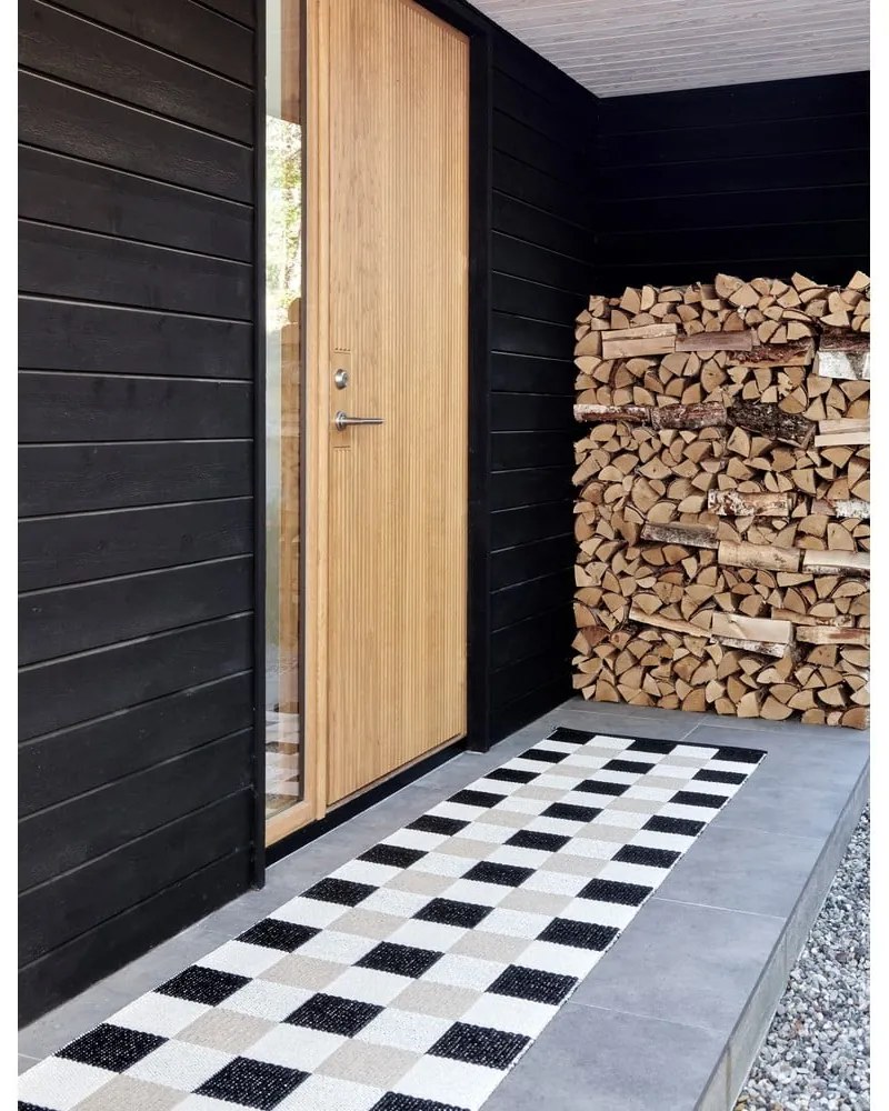 Czarno-kremowy chodnik odpowiedni na zewnątrz 70x300 cm Pix Black Vanilla – Pappelina