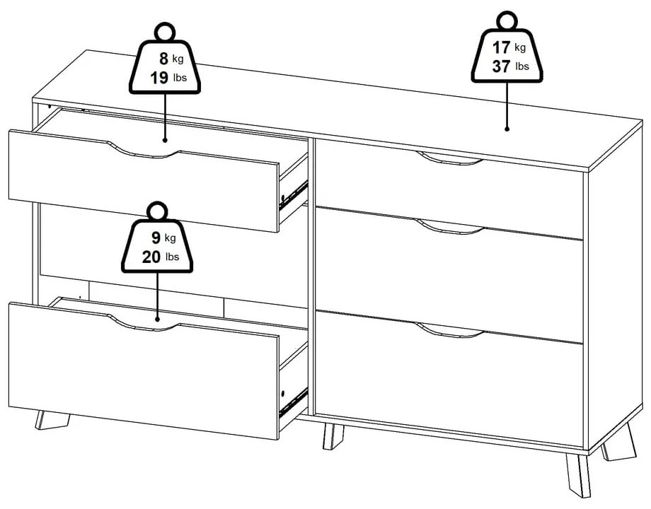 Biało-naturalna komoda w dekorze dębu 156x92x40 cm Ikast – Tvilum