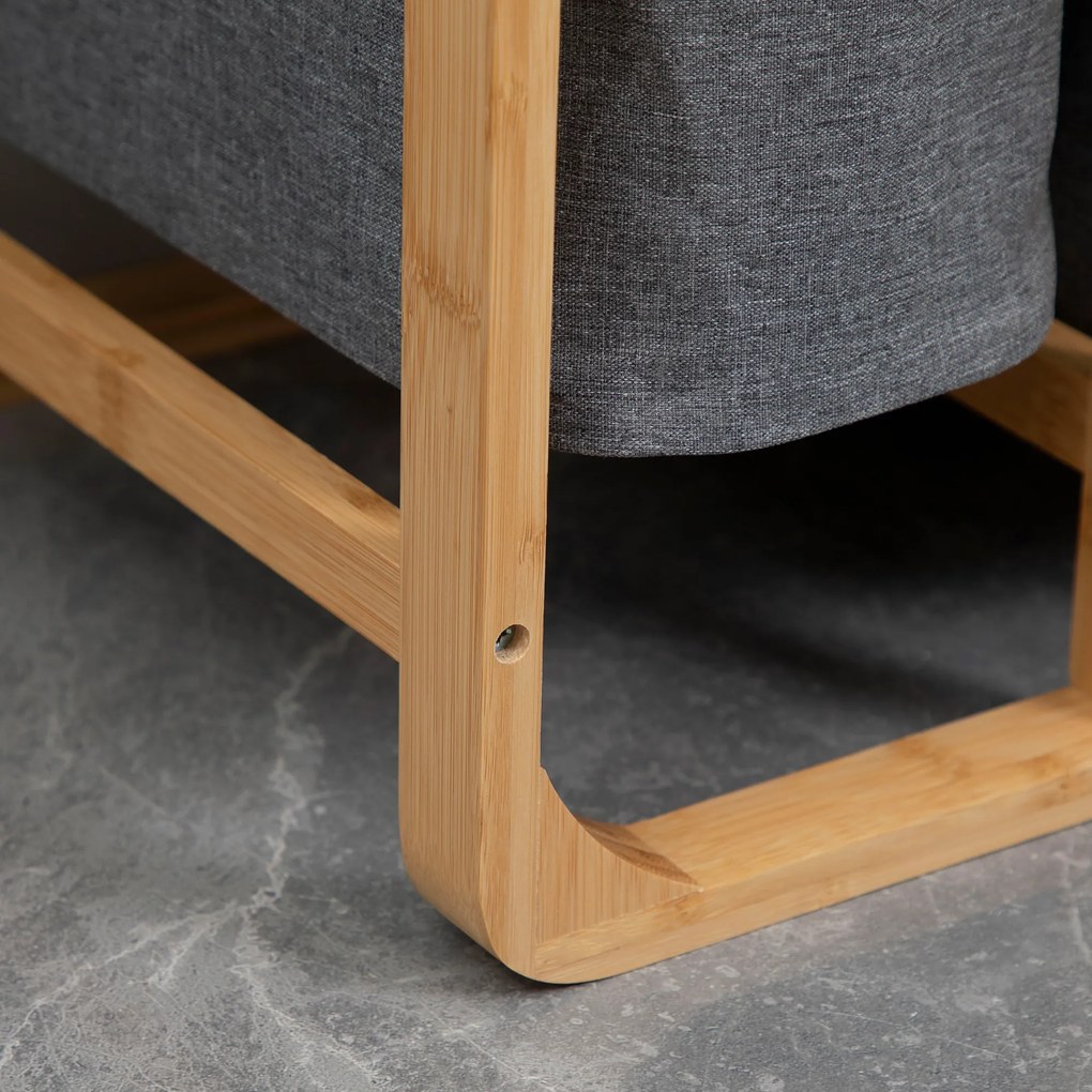 HOMCOM Kosz na Pranie z Bambusa 3 Wyjmowane Kosze Naturalny Szary 50x32x697cm | Aosom PL