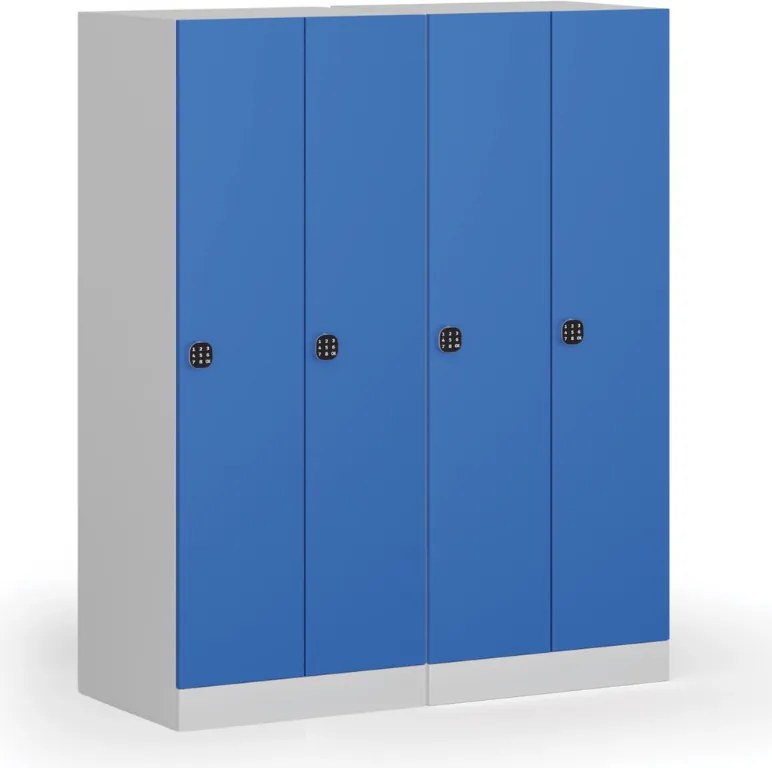 Szafka ubraniowa S1 obniżona, 2-drzwiowa, 1500 x 600 x 500 mm, zamek kodowy, drzwi ciemnoszare