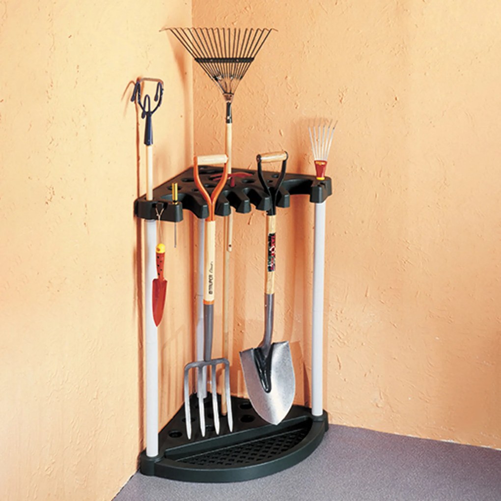 Stojak na narzędzia ogrodowe 56,5 x 88,5 cm Corner Tool Rack czarny KETER