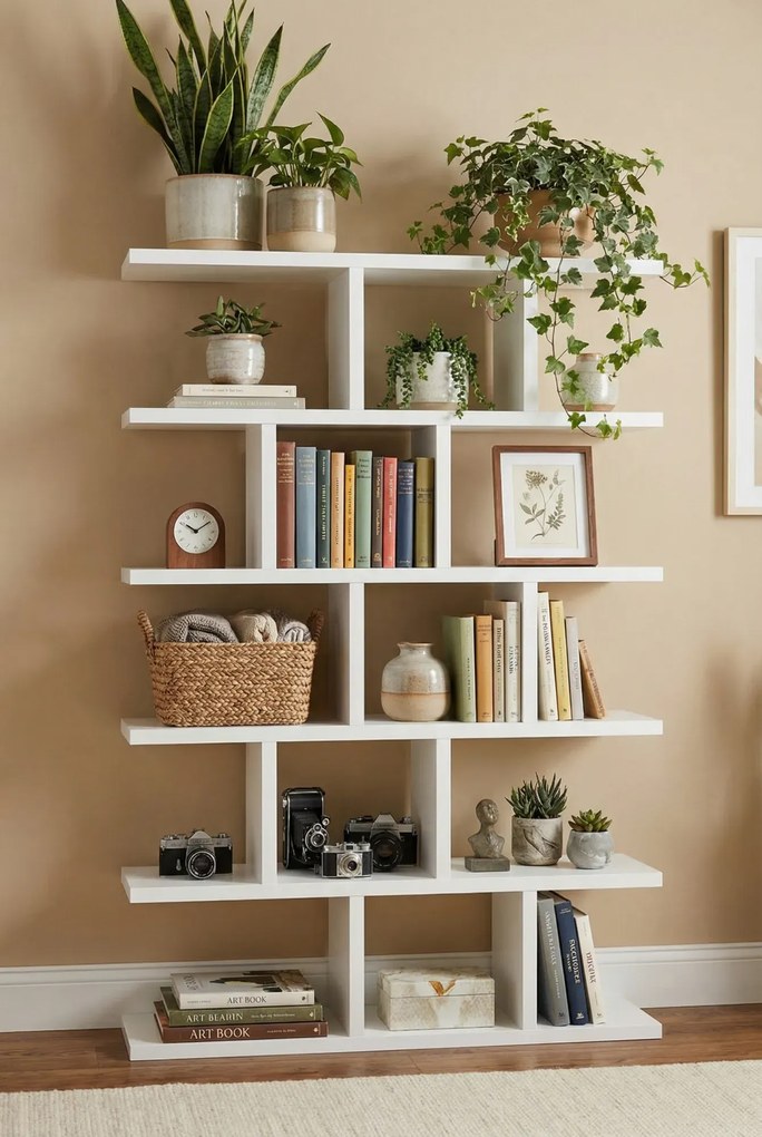 Biały skandynawski regał wiszący lub stojący Z6-T09