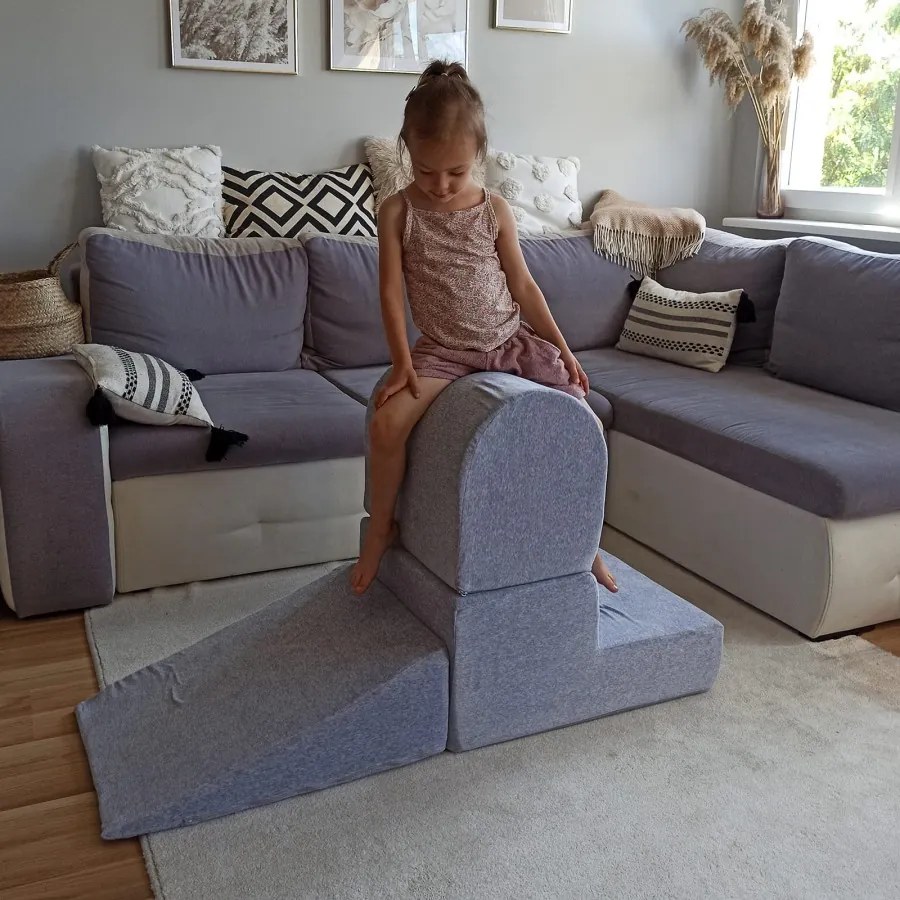 Piankowy zestaw do zabawy z suchym basenem 90x30cm/200 piłek 7cm, plac zabaw dla dziecka, 4 elementy, welurowy, ecru, piłki: białe, transparentne - meowbaby®