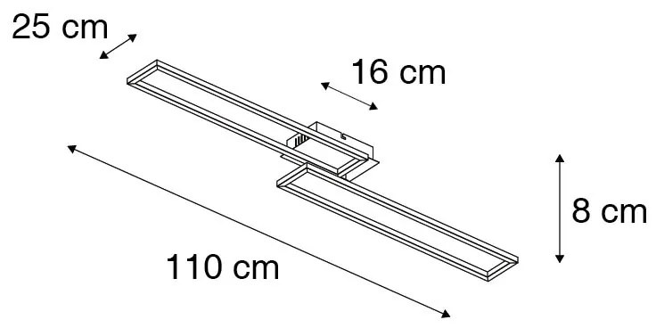 Plafon prostokątny stalowy 3-stopniowy ściemniacz - Plazas Novo
