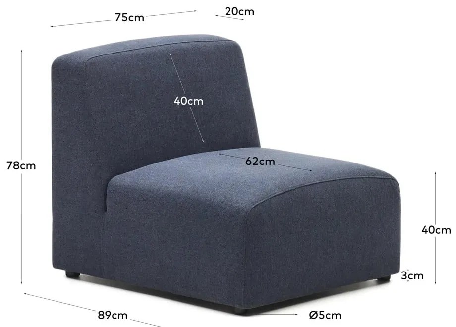 Ciemnoniebieski moduł sofy (moduł środkowy) Neom – Kave Home