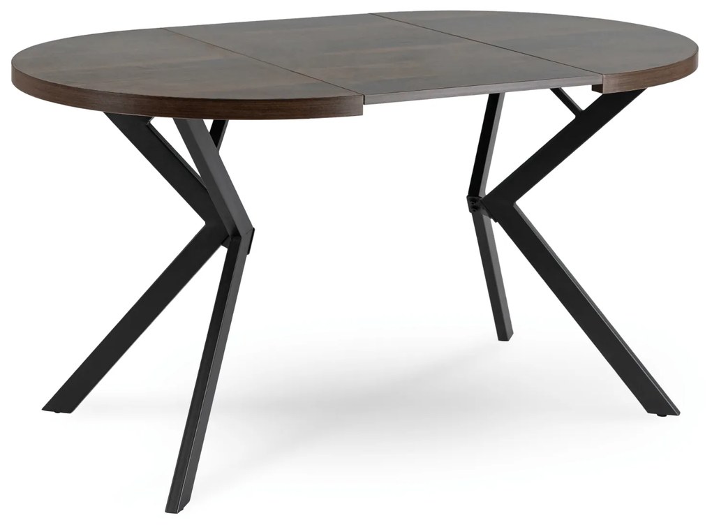 Stół Okrągły Rozkładany LUGO 90-190 cm Orzech/Czarny Loft